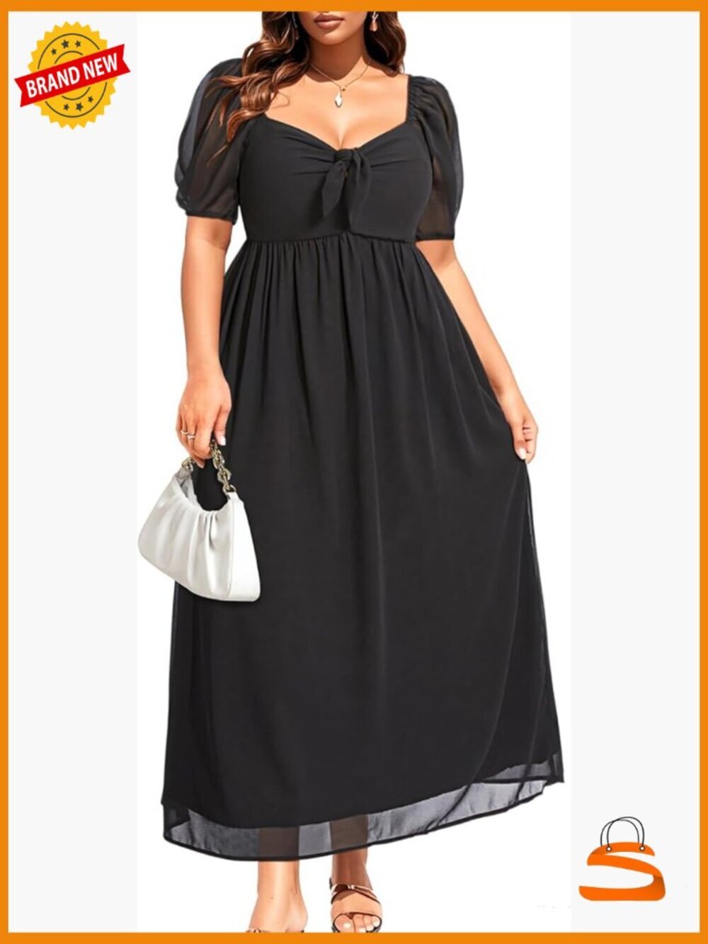 Plus Size Swiss Dot Sweetheart Tie Front Maxi Dress